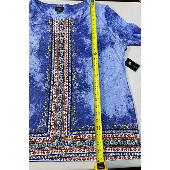 JM Collection Womens Jacquard Top Blue Lilac 3X Bohemian Style - Picture 5 of 9